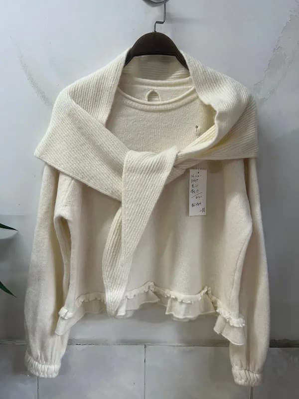 Off-White Big Collar Shawl-Style Knit Pullover
