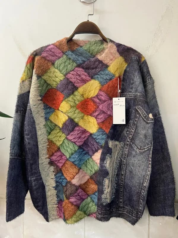 Patchwork Plaid V-Neck Knit Vest