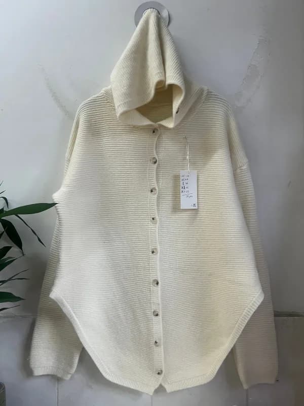 Off-White Big Collar Zipper Knit Cardigan Jacket